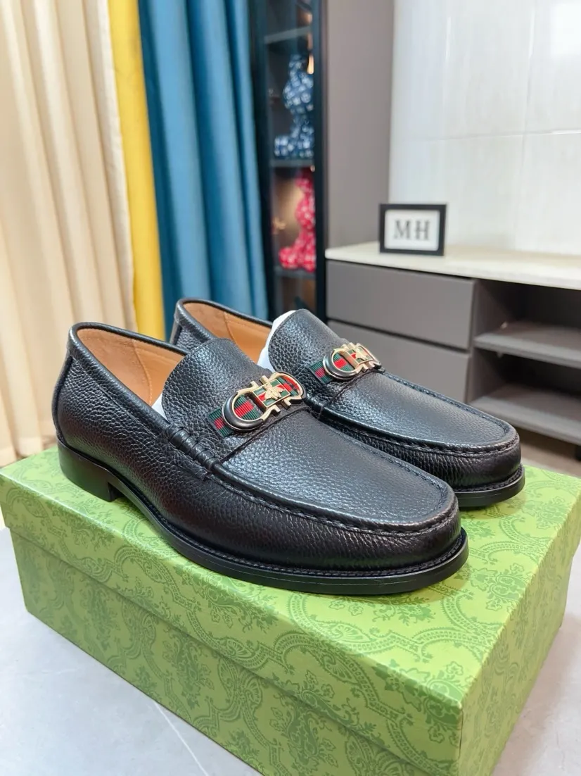 Men's Men's Shoes 💰458🌹🌹【GUCCI】The most popular classic Gucci leather shoes. Synchronized with the official website, the upper is made of Italian first-layer cowhide ➕cowhide lining, with unique brand and unique craftsmanship. Highlighting the hot style of the new year. Stop hesitating, stop wandering, get it now. Number: 38--44